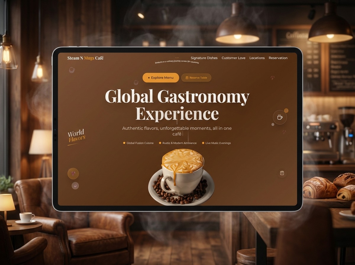 Steam N Mugs Café website design
